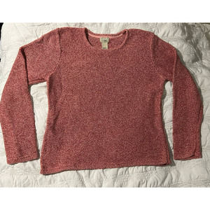 LL Bean Womens Red Chunky Sweater Size Medium